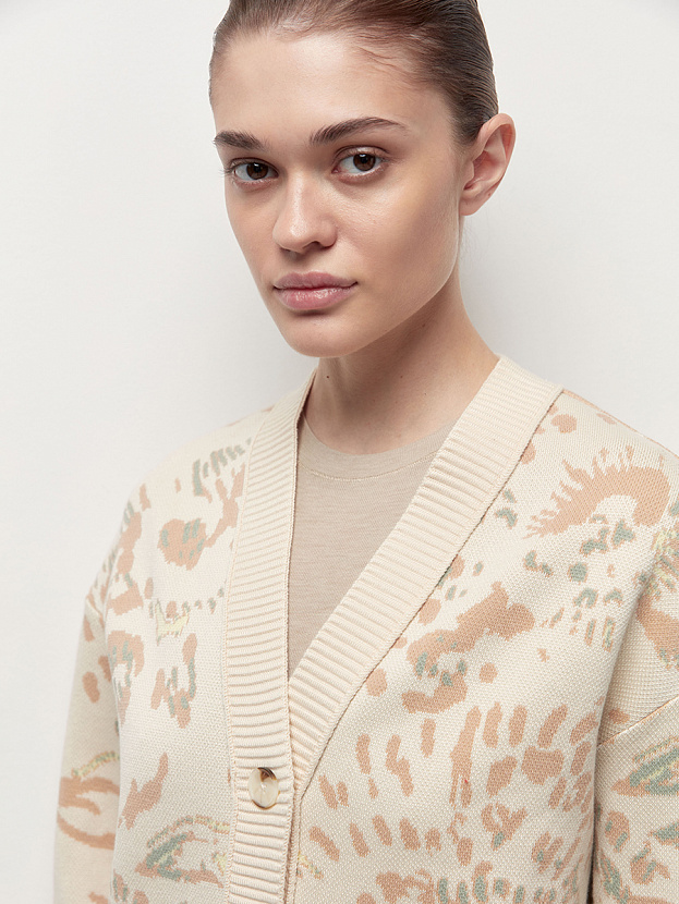 Гарда кардиган трикотажный (кремовый/св.зеленый, 44-46)