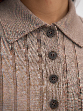 Джемпер поло облегающий из шерсти мериноса и вискозы Пейдж