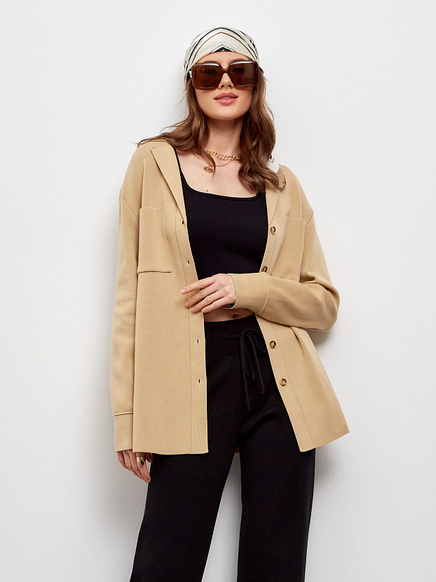 Тира кардиган трикотажный (светло-бежевый, 44-46)