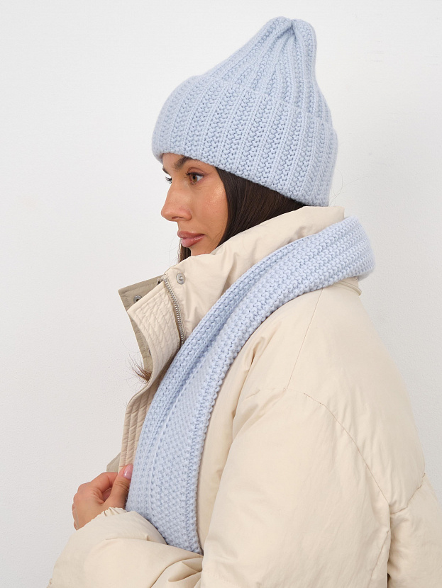 Черри комплект (шапка+ шарф) трикотажный (св.голубой, 56-58)