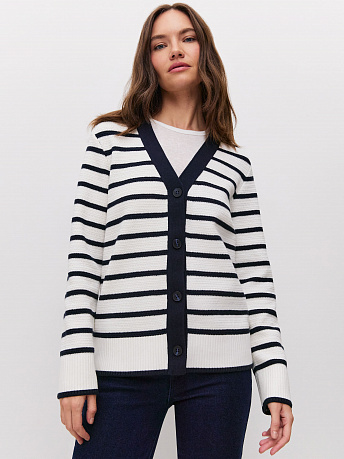 Кардиган из хлопка и вискозы с полосками Ева