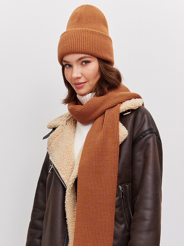 Ботаника комплект (шапка+шарф) трикотажный (терракотовый, 56-58)