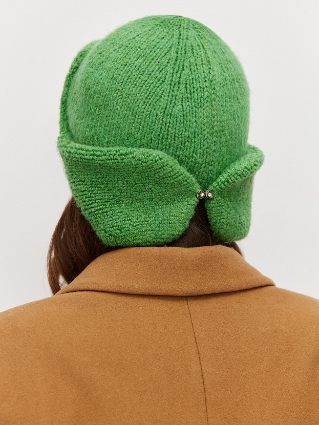 Стокгольм шапка-ушанка трикотажная (ярко-зеленый, 56-58)