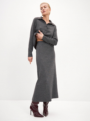 Юбка из шерсти мериноса с вискозой и люрексом Рене