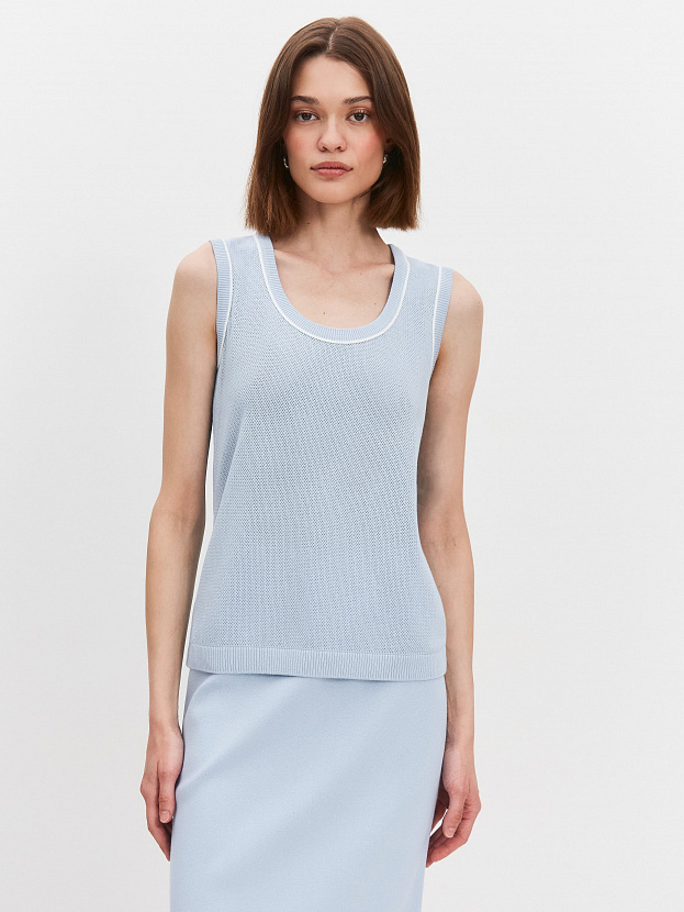 Оливия джемпер без рукавов трикотажный (голубой, 44-46)