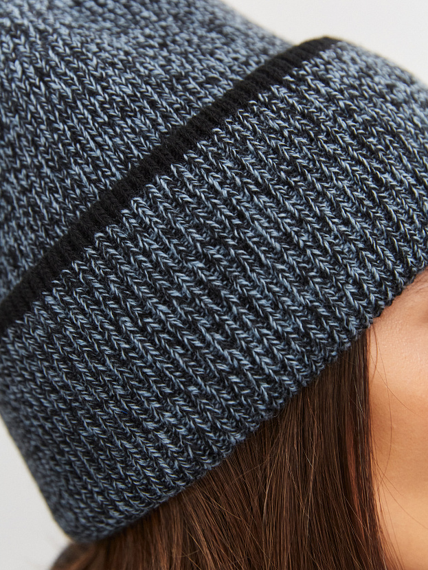 Бредли комплект (шапка+шарф) трикотажный (черный/голубой)