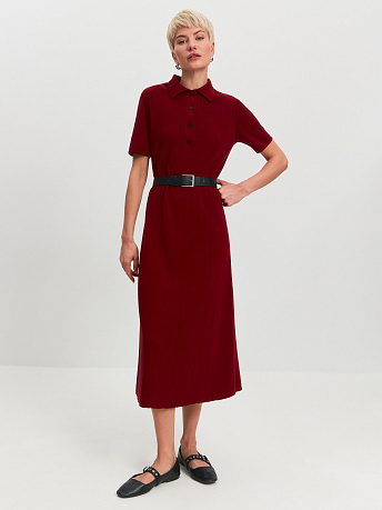 Платье-поло с коротким рукавом из хлопка и вискозы Сафари