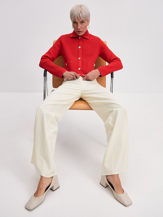 Селена жакет трикотажный (красный/белое золото, 46)