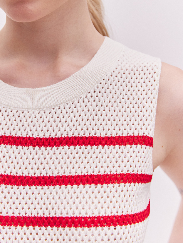 Терри джемпер без рукавов трикотажный (белый/красный, 44-46)