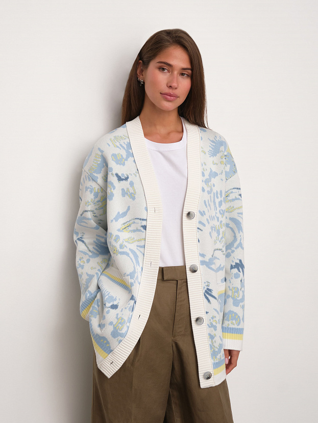 Гарда кардиган трикотажный (белый/голубой, 44-46)