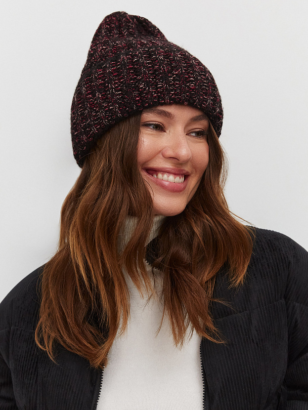 Черри шапка трикотажная (черный/бордо, 56-58)