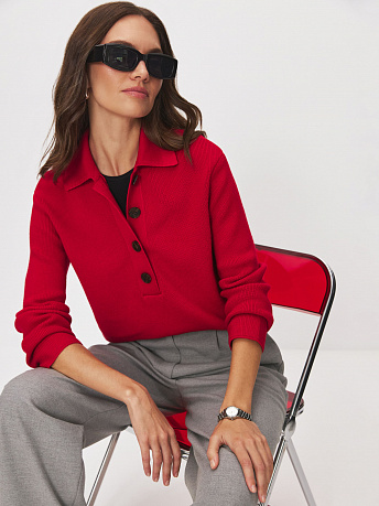 Джемпер поло из шерсти мериноса Крафт