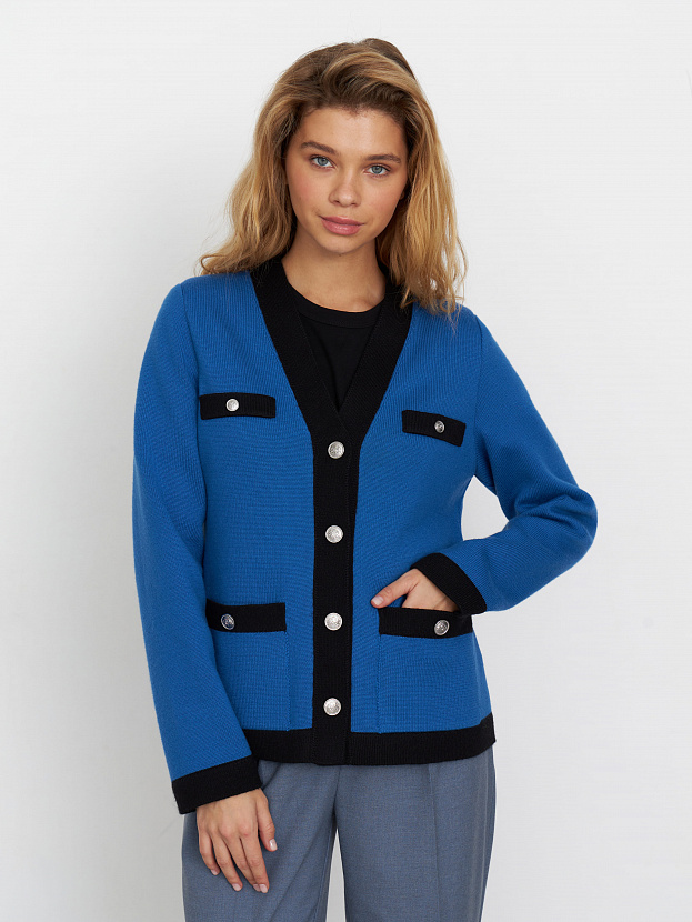 Гамма кардиган трикотажный (ярко-синий/черный, 44-46)