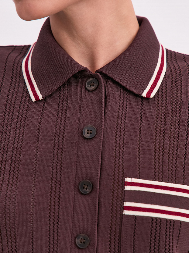 Льюис джемпер (поло) трикотажный (т.коричневый/кремовый, 44-46)