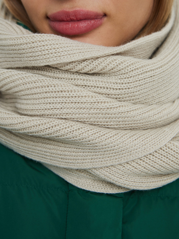 Спейс комплект (шапка+шарф) трикотажный (светло-песочный, 56-58)