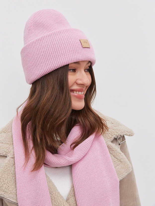 Спейс комплект (шапка+шарф) трикотажный (розовая камелия, 56-58)