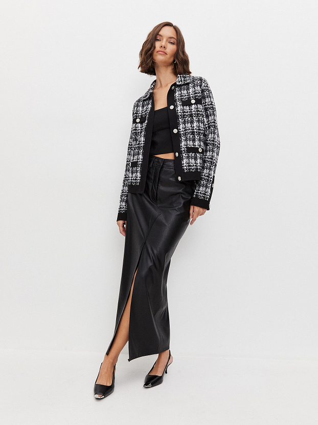 Шанель жакет трикотажный (черный/белый, 46)