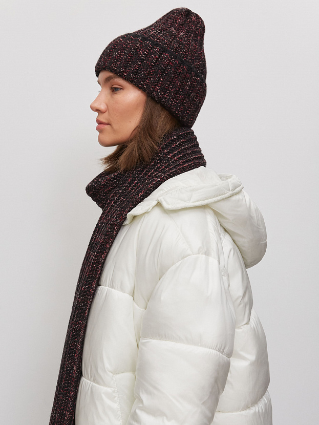 Черри комплект (шапка+ шарф) трикотажный (черный/бордо, 56-58)