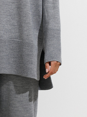 Джемпер из шерсти мериноса и вискозы с воротником Сатурн