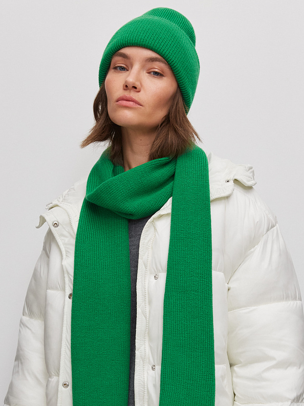 Ботаника комплект (шапка+шарф) трикотажный (ярко-зеленый, 56-58)