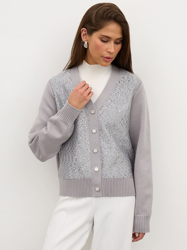 Дюна кардиган трикотажный (серый, 44-46)