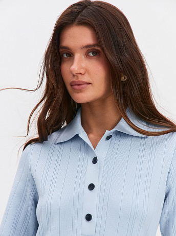 Платье-поло с коротким рукавом из хлопка и вискозы Сафари