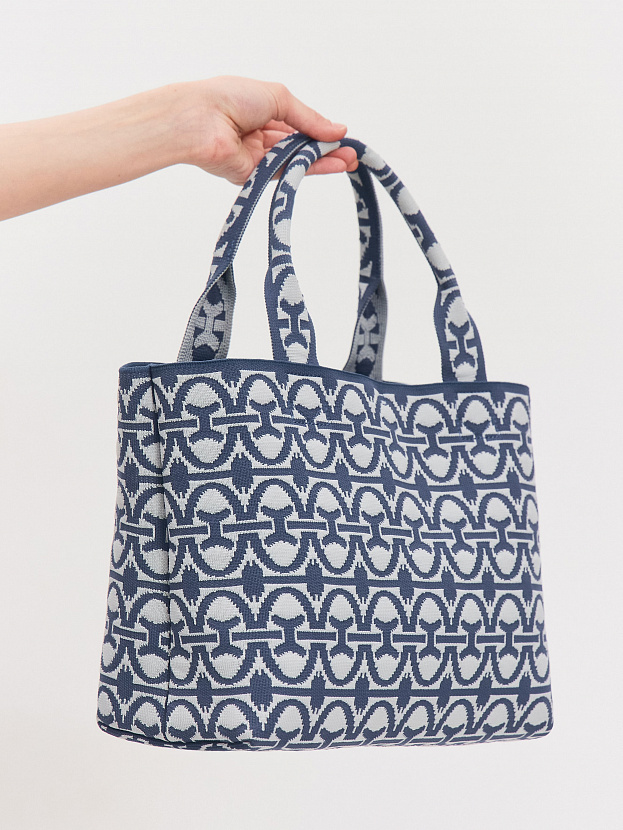 Сумка жаккардовая 2025-К01 (индиго/св.серый)