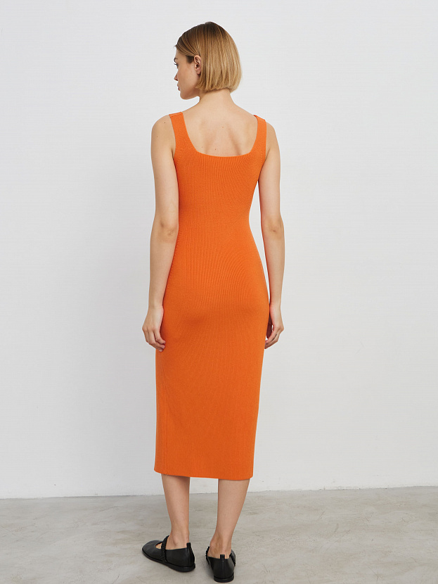 Каре платье трикотажное (оранжевый, M (46))