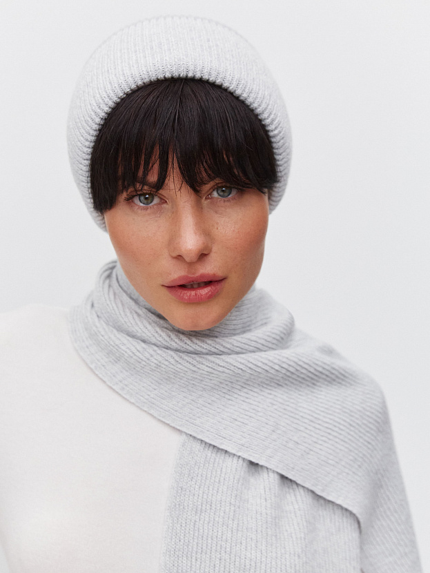 Бредли комплект (шапка+шарф) трикотажный (св.серый/белый)
