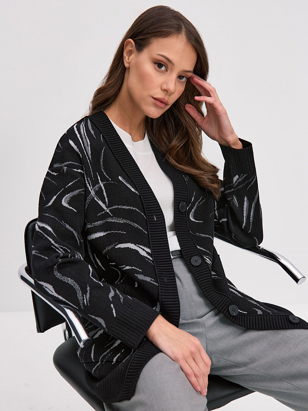 Гарда кардиган трикотажный (черный/серебро, 44-46)