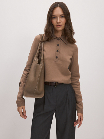 Джемпер поло из хлопка с вискозой Фреско