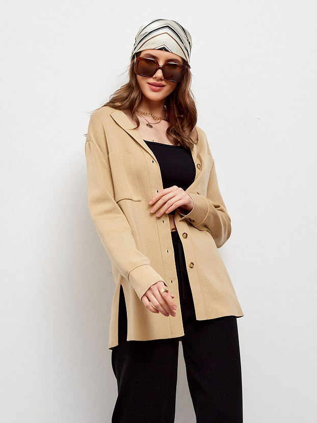 Тира кардиган трикотажный (светло-бежевый, 44-46)