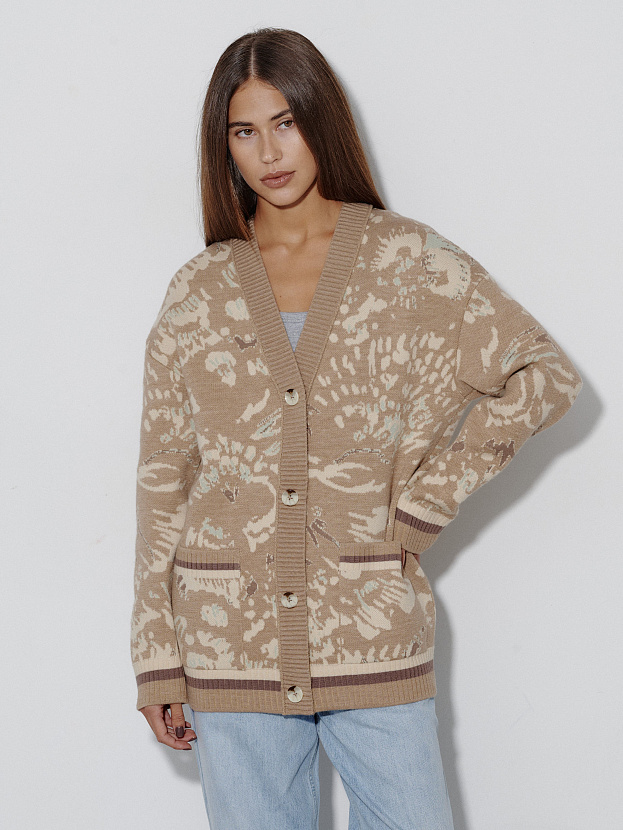 Горизонт кардиган трикотажный (бежевый меланж, 44-46)