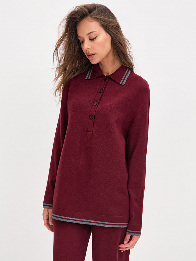 Скандинавия джемпер(поло) трикотажный (бордо, 44-46)