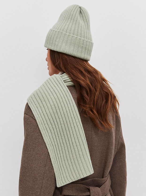 Нуга комплект (шапка+ шарф) трикотажный (св.оливковый)