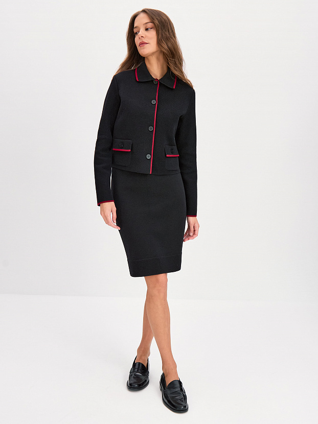 Элира жакет трикотажный (черный/вишневый, 44-46)