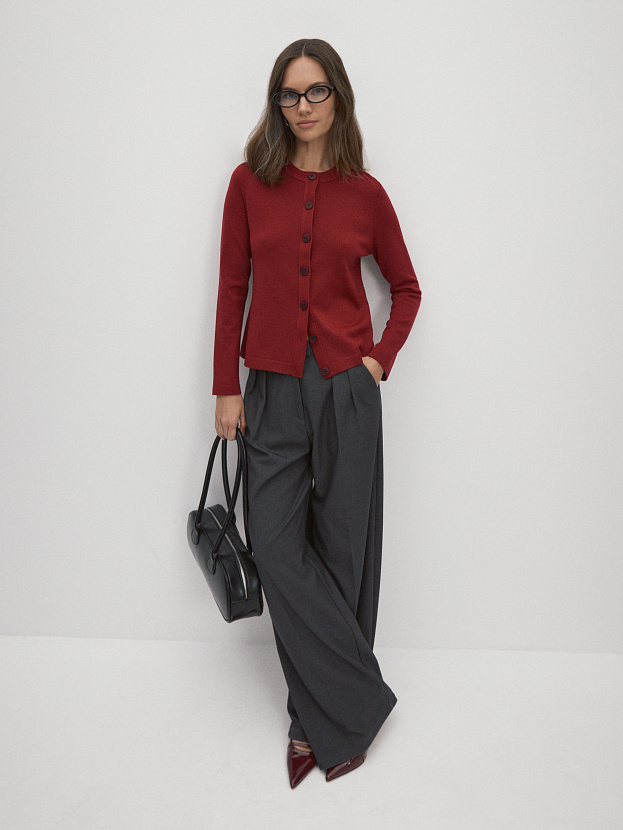 Мята кардиган трикотажный (вишневый, 46)