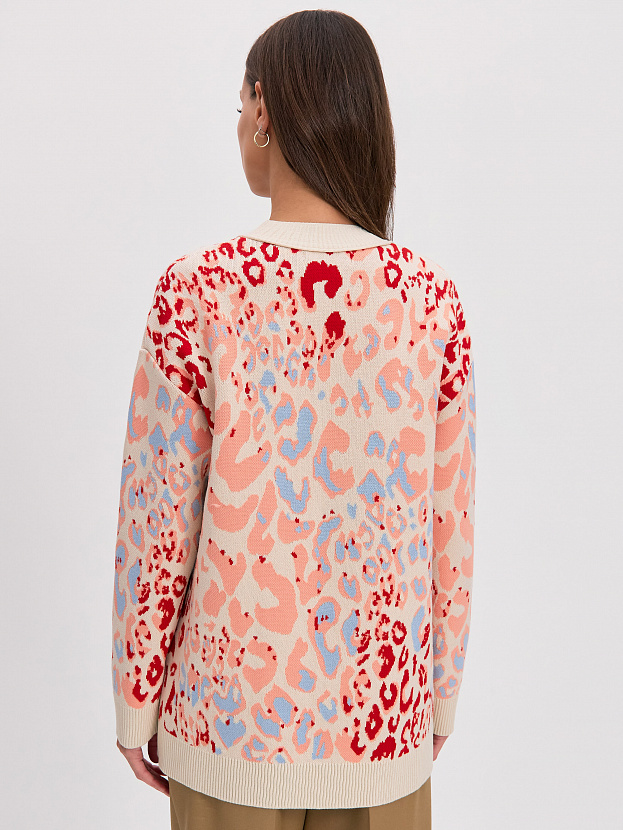 Гарда кардиган трикотажный (кремовый/красный, 44-46)