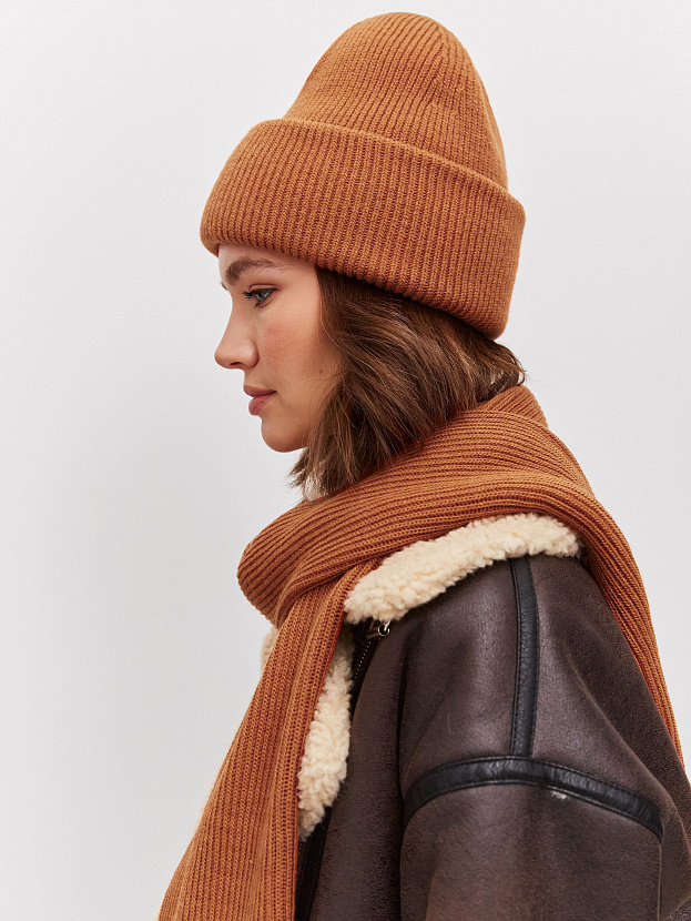 Ботаника комплект (шапка+шарф) трикотажный (терракотовый, 56-58)