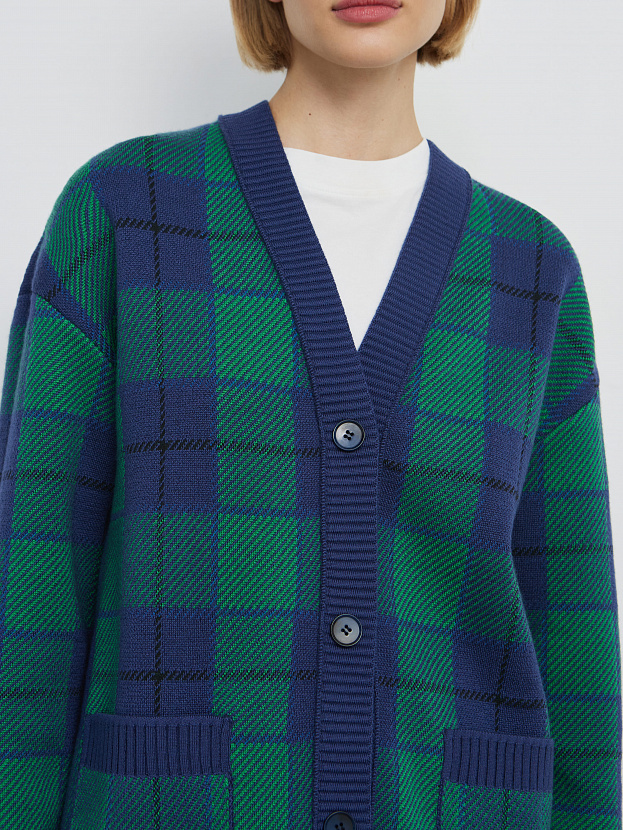 Горизонт кардиган трикотажный (синий/яр.зеленый, 44-46)