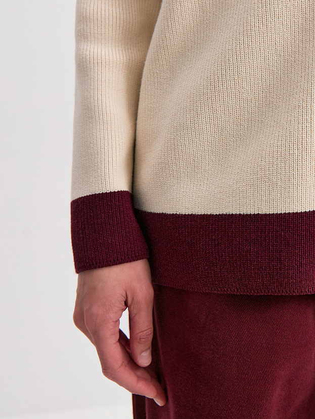 Родос кардиган трикотажный (кремовый/бордо, 44-46)