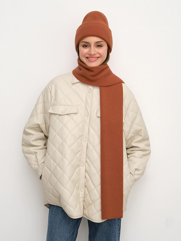 Квартет комплект (шапка+шарф) трикотажный (терракотовый, 56-58)