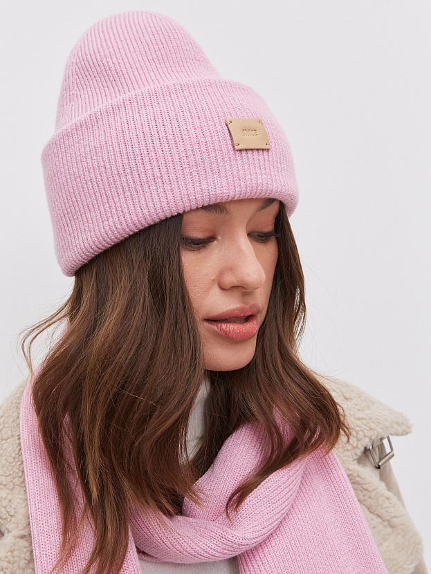 Спейс комплект (шапка+шарф) трикотажный (розовая камелия, 56-58)