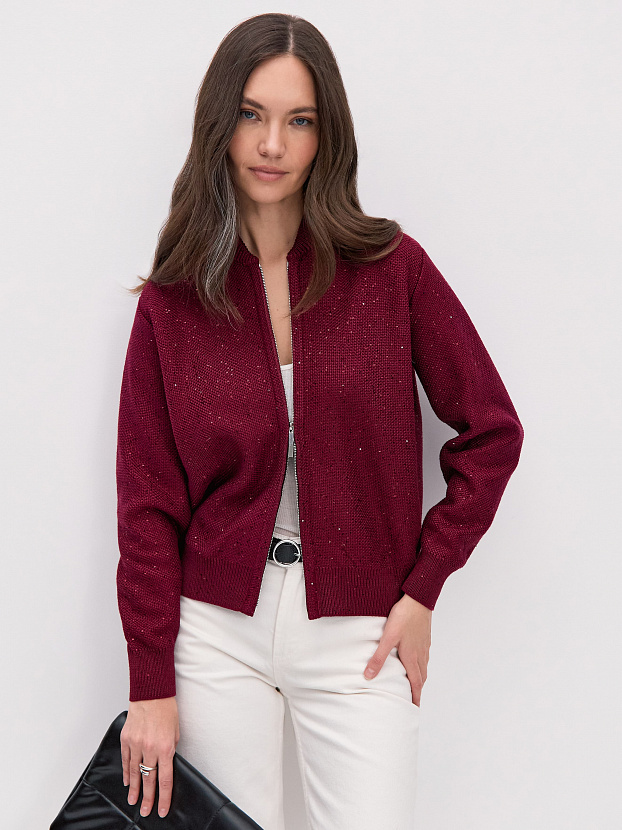Рио кардиган (бомбер) трикотажный (бордо, 44-46)