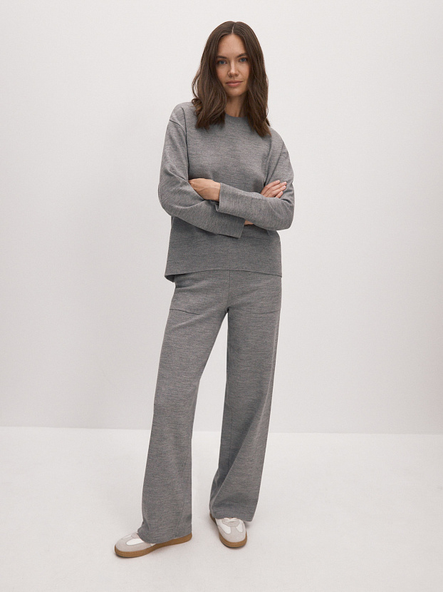 Фуджи брюки трикотажные (серый меланж, 44-46/164-170)