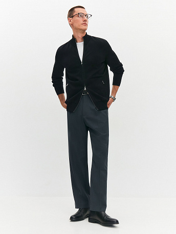 Кардиган мужской из хлопка с карманами на молнии