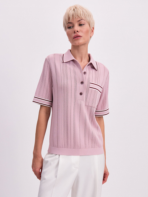 Льюис джемпер (поло) трикотажный (пудровый/белый, 44-46)