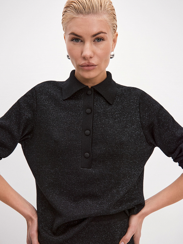 Логан джемпер(поло) трикотажный (черный, 44-46)