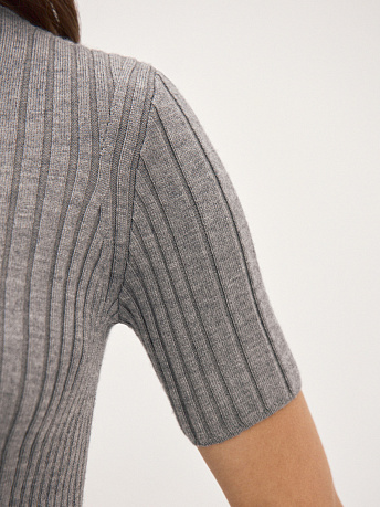 Водолазка из шерсти мериноса и вискозы с коротким рукавом Дайси