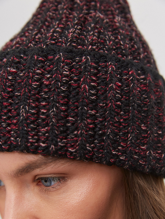 Черри комплект (шапка+ шарф) трикотажный (черный/бордо, 56-58)